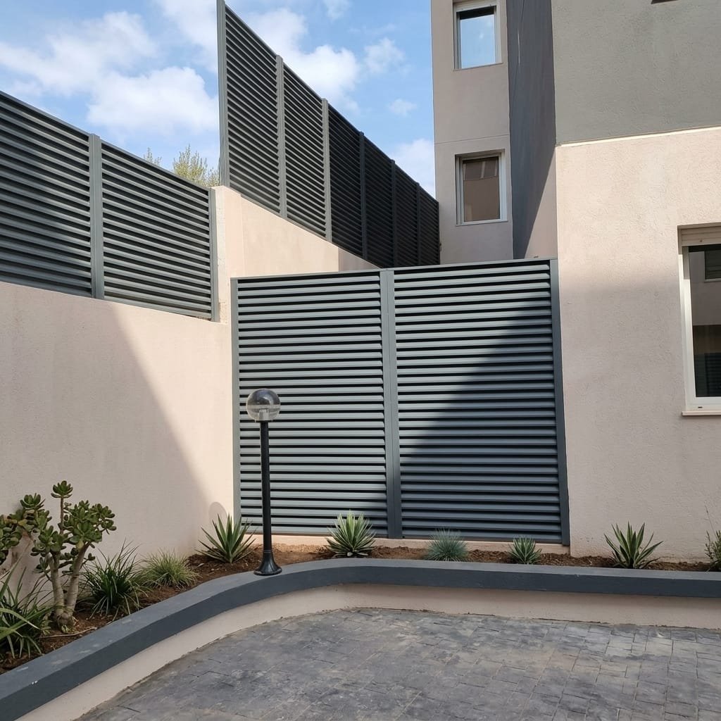 Panneaux brise-vue installés sur une façade